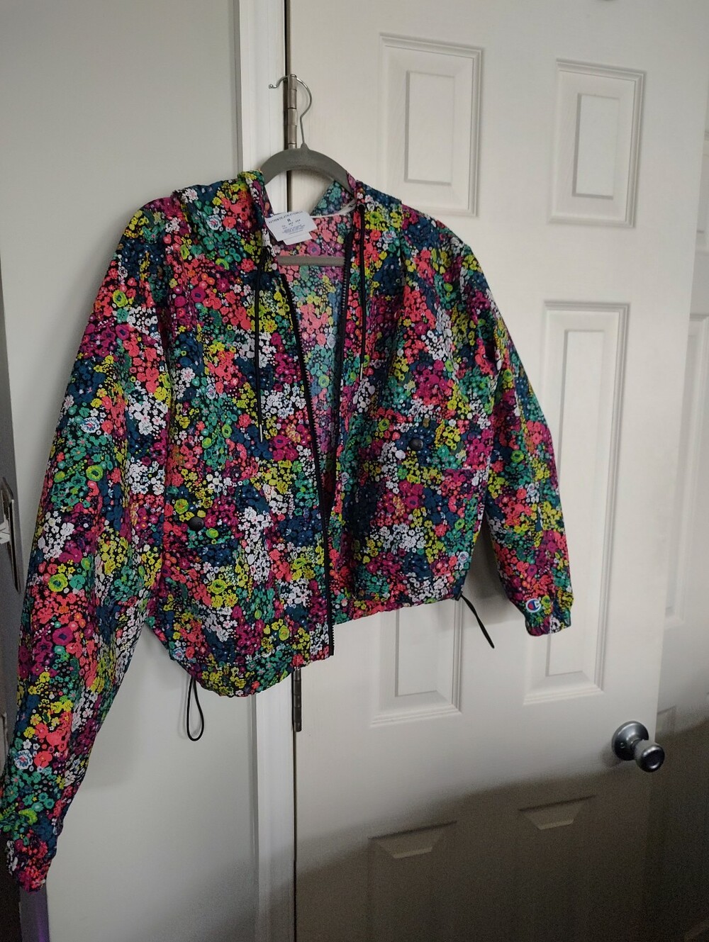 Champion Floral Multicolor Cropped Bomber Jacket